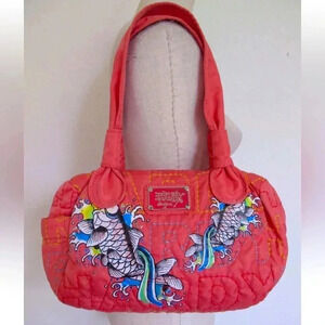 Vintage Y2K Don Ed Hardy Designs Koi Quilted Bag